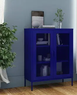 Kancelárske skrine Plechová skrinka Dekorhome Modrá