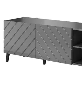 TV stolíky CAMA MEBLE Abeto 150 tv stolík grafit / grafit lesk
