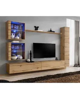 Podkrovný nábytok Obývacia stena Switch XVIII Sklo +LED Wotan
