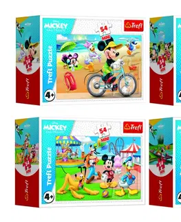 Hračky puzzle TREFL -  Mini puzzle 54 dielikov Mickey Mouse Disney/ Deň s priateľmi 4 druhy