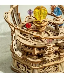 Drevené hračky RoboTime 3D skladačka hracej skrinky Historický orloj