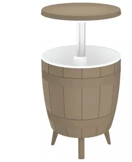 Dizajnový nábytok Záhradný chladiaci stolík 3 v 1 Dekorhome Svetlo hnedá