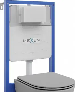Kúpeľňa MEXEN/S - WC predstenová inštalačná sada Fenix Slim s misou WC Rico + sedátko softclose, svetlo šedá mat 61030724061