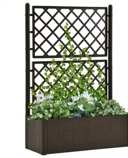 Kvetináče a truhlíky Záhradný kvetináč s treláží 100x43x142 cm PP Dekorhome Hnedá