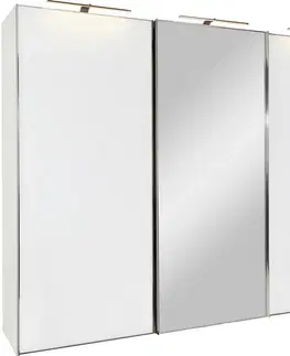 Šatníkové skrine s posuvnými dverami Šatníková skriňa so zrkadlom Sonate Rom, 298x222 Cm, Bílá