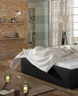 Postele NABBI Monzo 160 čalúnená manželská posteľ s roštom čierna