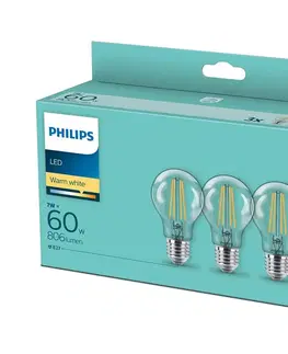 LED osvetlenie Philips SADA 3x LED Žiarovka VINTAGE Philips A60 E27/7W/230V 2700K 