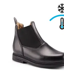 obuv Detská jazdecká obuv 160 Warm - perká čierna