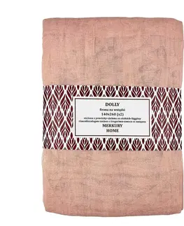 Záclony do obývačky Záclona na stuhách Dolly polyester svetlo ružový 140x260 (x2) Merkury Home