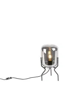 Stolove lampy Elegantná stolová lampa čierna s dymovým sklom vrátane WiFi A60 - Bliss