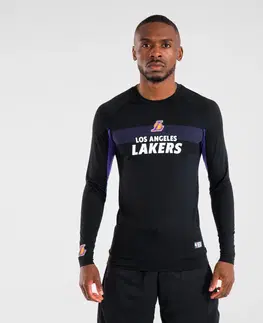 tričká Pánske spodné tričko NBA Lakers s dlhým rukávom čierne