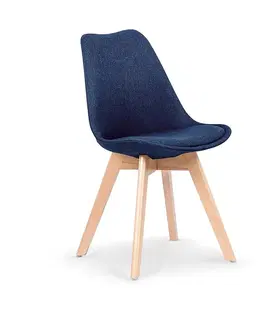 Čalúnené stoličky Stolička K303 tkanina/drevo tmavá modrá 48x54x83