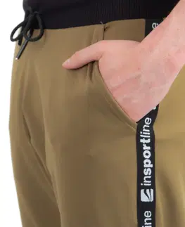 Pánske klasické nohavice Pánske tepláky inSPORTline Comfyday Man predĺžená - khaki - S