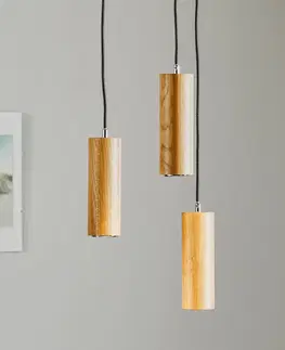 Závesné svietidlá Spot-Light Závesné svietidlo Pipe, dubové drevo, 3 svetlá, kruhové, Ø 30 cm, GU10
