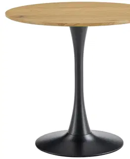 Jedálenské stoly KONDELA Reventon New 110 okrúhly jedálenský stôl dub / čierna
