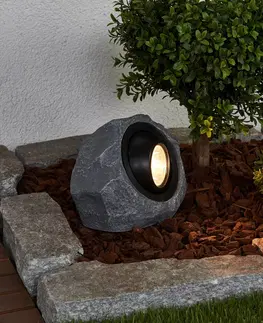 Solárne lampy Lindby Svietiaci solárny kameň Lior s LED
