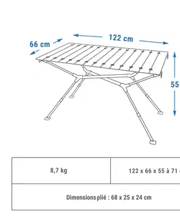 kemping Skladný kempingový stôl pre 4-6 osôb - Drevené plató - Odkladacie vrecko