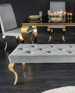 Lavice do jedálne LuxD Dizajnová lavica Rococo 172 cm sivá / zlatá