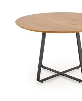 Jedálenské stoly HALMAR Looper 2 okrúhly jedálenský stôl dub zlatý / čierna