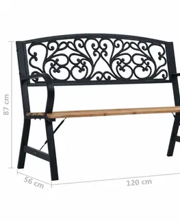 Záhradné lavice Záhradná lavička 120 cm prírodná / čierna