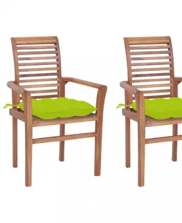 Zahradné stoličky Záhradná jedálenská stolička s poduškou 2 ks teak Dekorhome Zelená