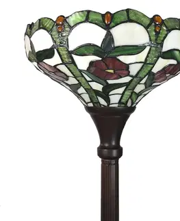 Stojacie lampy Clayre&Eef Stojaca lampa 6025 sklenené tienidlo štýl Tiffany