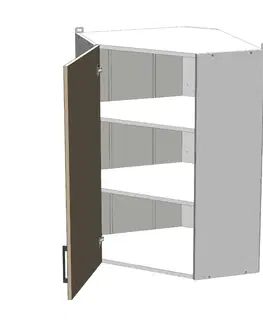 Kuchynské skrinky horná vysoká rohová skrinka š.60, v.92, Modena WC606092, grafit / biely mat