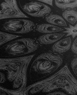 Čiernobiele obrazy Obraz hypnotická Mandala v čiernobielom prevedení