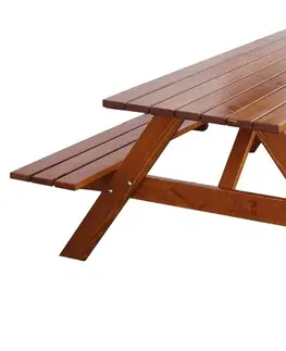 Záhradný pivný set - stôl a lavica set PIKNIK lakovaný - 220cm ROJAPLAST