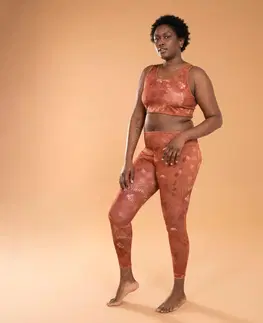 nohavice Dámske obojstranné legíny na jogu s potlačou oranžovo- hnedé