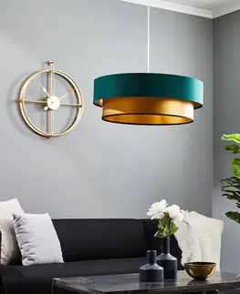 Závesné svietidlá Maco Design Závesná lampa Dorina, zelená/zlatá Ø 60 cm