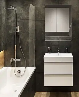 Kúpeľňa CERSANIT - SET B611 VIRGO 60, biela (umývadlo + skrinka), čierne úchyty S801-431