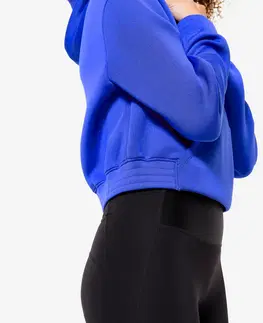 mikiny Dámska mikina 500 s kapucňou na kardio fitness modrá