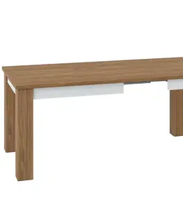 Jedálenské stoly Rozkladací stôl 101/181x89cm Dallas 1501 Orech/Biely lesk/Biely
