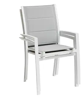 Záhradné stoličky a kreslá DEOKORK Hliníkové kreslo s textíliou VERMONT (biela)