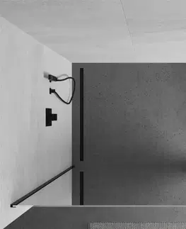 Sprchové dvere MEXEN/S - KIOTO Sprchová zástena WALK-IN 80x200 cm 8 mm, čierna, zrkadlové sklo 800-080-101-70-50