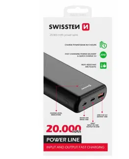 Powerbanky Swissten Power Line powerbanka 20 000 mAh 20 W, PD, čierna 22013913