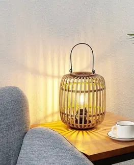 Stolové lampy Lindby Lindby Canyana stolná lampa z ratanu, prírodný
