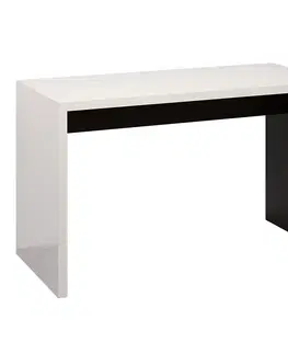 Moderné kancelárske stoly Písací stôl Blisk Čierna perla+Biely Lesk