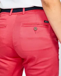 nohavice Dámske bavlnené golfové chino nohavice MW500 ružové