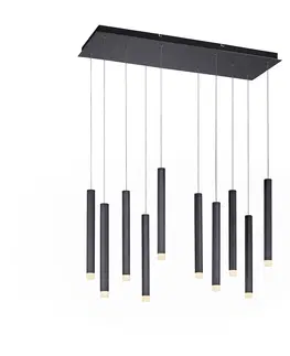 Zavesne lampy Moderné závesné svietidlo čierne vrátane LED 10 svietidiel - Stanislas