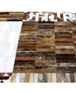 Koberce a koberčeky KONDELA Typ 4 kožený koberec 201x300 cm vzor patchwork