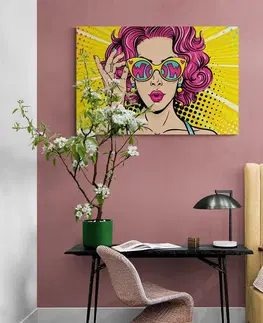 Pop art obrazy Obraz žena s ružovými vlasmi