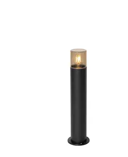Vonkajsie osvetlenie Stojanové vonkajšie svietidlo čierne s dymovým tienidlom 50 cm - Odense