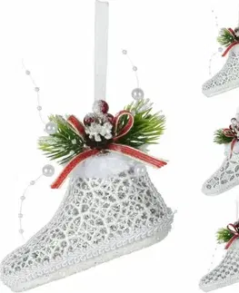 Vianočné dekorácie Kinekus Ozdoba závesná topánka 11,5x4,5x9 cm strieborná mix