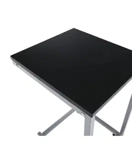 Konferenčné stolíky Príručný stolík, čierna/kov strieborná, MANNY