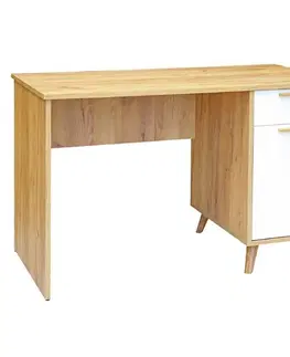 Moderné kancelárske stoly Písací stôl Skandi D.craft zlatý+Biely