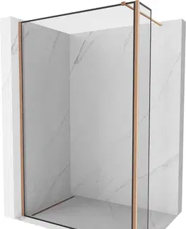 Sprchové dvere MEXEN/S - Kioto Sprchová zástena WALK-IN 160 x 30 cm, čierny vzor, meď kartáčovaná 800-160-212-65-70-030