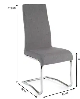 Jedálenské stoličky KONDELA Amina jedálenská stolička svetlosivá / chrómová
