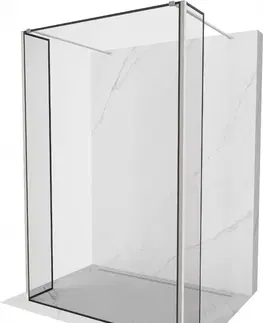 Sprchové dvere MEXEN/S - Kioto Sprchová zástena WALK-IN voľne stojaca 130 x 30 x 30 cm, čierny vzor, nikel kartáčovaná 800-130-030-222-97-70-030